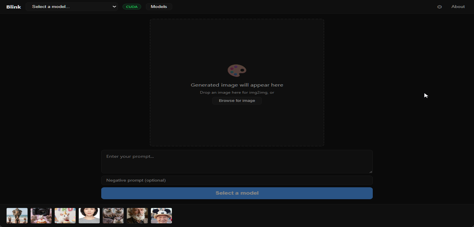 Blink local AI image generation interface
