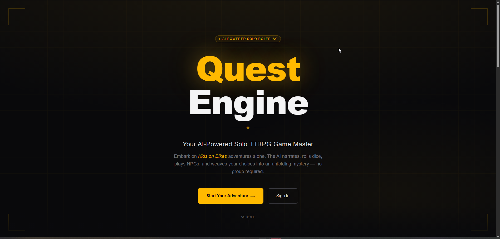 Quest Engine solo TTRPG game master interface